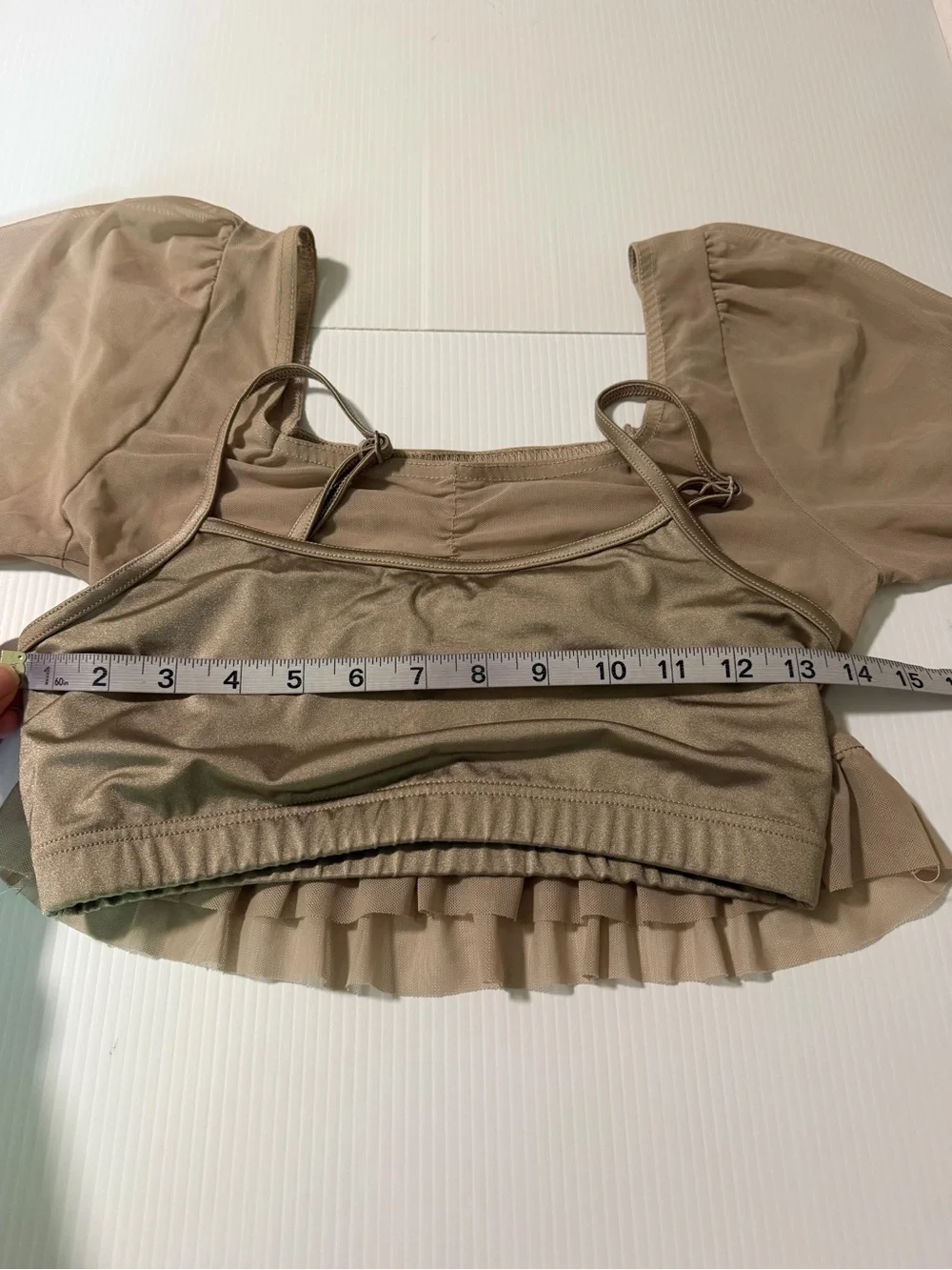 Weissman Balera dance costume tan nude illusion mesh 2 piece 17134 17176 MA adul